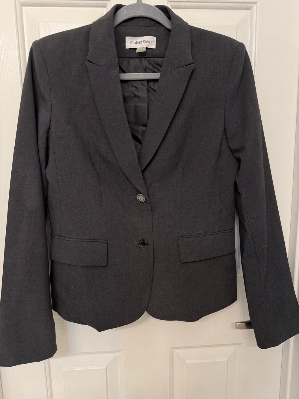 Calvin Klein Charcoal Gray Women’s Two-Button Tailored Blazer